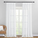 1 x RAW Customer Returns PONY DANCE living room curtains with ruffle tape, set of 2, H 245 x W 140 cm, curtains, linen look curtains, semi-transparent, white curtains with ruffle tape for rail system, Linen Curtains for Living Room - RRP €28.45