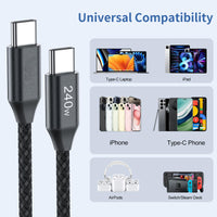 1 x RAW Customer Returns PonJel USB C to USB C cable 240W, magnetic fast charging USB C charging cable, Type C cable for iPhone 15 MacBook Pro iPad Air Mini Samsung Galaxy S23 S22 S21 S20 and more USB-C devices - 1m - RRP €17.14