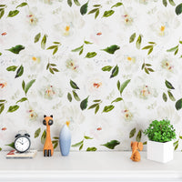 1 x Brand New VEELIKE Wallpaper White Flowers 45cm 900cm Watercolor Jasmine Photo Wallpaper Bedroom Romance Floral Wallpaper Vintage Pattern Wallpaper Botanica Wall Decoration Washable Wallpaper Living Room Wardrobe Closet - RRP €36.7