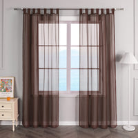 1 x RAW Customer Returns ESLIR Curtains with Loops Curtains Window Curtain Transparent Loop Curtain Voile Brown WxH 140x245cm 1 Piece - RRP €17.14