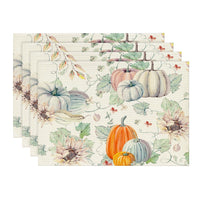 50 x Brand New Artoid Fashion Watercolor Pumpkins Sunflowers Leaves Autumn Placemats Set of 4, 30x45cm Holiday Table Mats Washable Placemats Kitchen Party Decoration - RRP €443.5