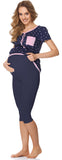 1 x RAW Customer Returns Bellivalini Maternity Pajamas Set Women s Maternity Nursing T-shirt and Leggings BLV50-126 Navy Blue Dots Navy Blue, L  - RRP €21.8