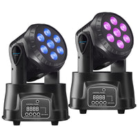 1 x RAW Customer Returns BETOPPER Moving Head Stage Light LED 7x8W DMX RGBW Professional Mini Moving Head Spot Beam 4 in1 Strobe Lighting Effect for DJ Disco Halloween Club Wedding Home Party 2 Pack  - RRP €145.29