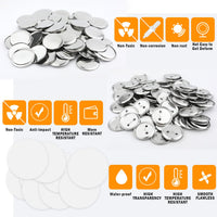 10 x RAW Customer Returns 300 Pieces Metal Snap Buttons, 58mm Round Metal Blank Buttons with Transparent Film for Port Button Machining - RRP €258.6