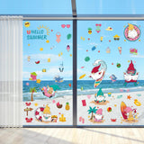 24 x Brand New Artisoul 9 Sheets 93 Pieces Summer Window Stickers, Removable Bathroom Wall Stickers with Beach Gnomes, Beach Decor Decals for Swimming Pool Glass Bathroom - RRP €547.2