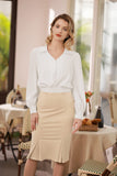 1 x RAW Customer Returns Women s Blouse V-Neck Long Sleeve Elegant Lantern Sleeves Lapel Collar Festive Business Short Tops Shirt Ivory White S - RRP €23.1