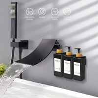 1 x RAW Customer Returns RISAKOGO Set of 3 Soap Dispensers Wall Mounting No Drilling 500 ml Soap Dispenser Shower Wall Bamboo Pump Dispenser Dishwashing Liquid Soap Dispenser for Hand Soap Shampoo Detergent Shower Gel Black  - RRP €22.18