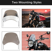 1 x RAW Customer Returns DREAMIZER Universal Motorcycle Windshield, Retro Motorcycle Windshield Wind Deflector Compatible with 5 -7 Round Headlights, Moto Windscreens for Bobber Cafe Racer Chopper Cruiser Smoke  - RRP €26.14