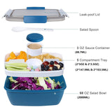 1 x RAW Customer Returns Greentainer salad container made of PP, Go To lunch box with 5 compartments, Bento box with fruit container for children and adults, 2L leak-proof salad bowl, dishwasher and microwave safe blue  - RRP €16.99