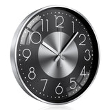 1 x RAW Customer Returns TOKTEKK Wall Clock Without Ticking Noise Silent Modern Wall Clocks 12 Inch Round Silent Kitchen Clock Aluminum Wall Clock For Living Room Kitchen Bedroom And Office Silver and Black Numbers  - RRP €30.24