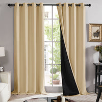 1 x RAW Customer Returns Deconovo Curtain 100 Opaque, Thermal Curtain with Eyelets, Window Curtain for Living Room, Double Layer and Heavy Curtains, 245 x 140 cm Height x Width , Khaki, Set of 2 - RRP €22.76