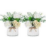 1 x RAW Customer Returns BLOSMON artificial flowers in pot decoration 2 pieces mini white artificial roses artificial flowers with vase for table decoration living room home decoration fake flower plants bedroom wedding party office decor - RRP €24.94