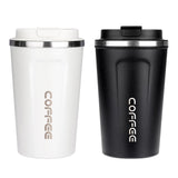 1 x RAW Customer Returns ERBO coffee mug to go, stainless steel thermal mug, leak-proof coffee cup with lid, coffee cup thermal mug for on the go, environmentally friendly, white black 380ml - RRP €21.17