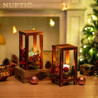 1 x RAW Customer Returns NUPTIO wooden candle lantern indoor pack of 6 rustic lanterns for living room candle holders, decorative wooden lanterns candle lanterns farmhouse wedding fireplace dining table decoration, 32.5cm 25.7cm 17.7cm - RRP €57.26