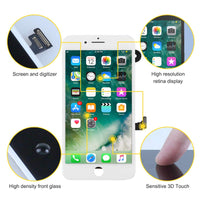 1 x RAW Customer Returns bokman pre-assembled display repair kit compatible with white iPhone 8 Plus, including FaceTime camera, microphone, speaker and proximity sensor, matching professional tool set included - RRP €34.27