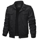 1 x RAW Customer Returns KEFITEVD Transition jacket men s jacket cotton flight jacket US bomber jacket with shoulder caps military cargo jacket men stand-up collar work jacket black 2XL - RRP €64.51