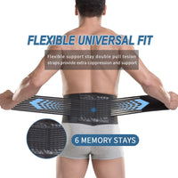 1 x RAW Customer Returns Paskyee Lower Back Support Belt for Men and Women with 6 Bars - Back Brace for Scoliosis Sciatica Pain Relief - RRP €19.99