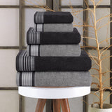 1 x RAW Customer Returns Casa Copenhagen 550gsm 2 Large Bath Towels 2 Large Hand Towels 2 Super Soft Egyptian Cotton Towels Set of 6 for Bathroom Kitchen and Shower - Mirage Gray Granite Gray - RRP €44.99