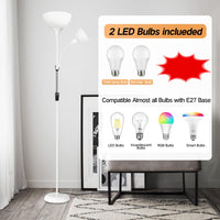 1 x RAW Customer Returns OUTON floor lamp living room with reading lamp, ceiling floodlight LED dimmable, 3 color temperatures, 1H timer, with remote control and 9W light bulbs, for living room office bedroom, silver gray - RRP €47.89