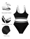 1 x RAW Customer Returns AI MAGE Bikini Women Tummy Control Wrap Look Bikini Set High Waist Swimwear Push Up Swimsuit Sporty, Black XL - RRP €36.29