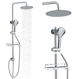 1 x RAW Customer Returns Hevenaov rain shower shower system without fitting chrome rain shower shower head shower system with shelf, shower fitting complete set, shower fitting 3 function ABS hand shower for bathroom - RRP €68.0