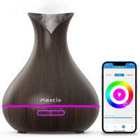 1 x RAW Customer Returns Maxcio diffuser for essential oils Alexa with remote control Maxcio app control 400 ml aroma diffuser compatible with Alexa Google Home 2 modes mist WiFi with timer function 7 colors LED BPA-free - RRP €54.99