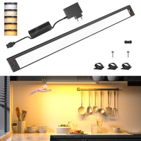 1 x RAW Customer Returns WOBANE LED under-cabinet light for kitchen, 2700K to 6000K, dimmable 42cm LED cabinet lighting with sensor, hand movement activated, kitchen light for kitchen, cabinet, shelves, display cases, wardrobe, 84LEDs, black - RRP €30.24