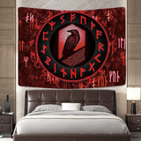 8 x Brand New Arsey Viking Wall Decoration Tapestry Red Runes Wall Cloth Odin s Ravens Nordic Mythology Decoration Aesthetic Tapestry Wall Hanging Dorm Bedroom Halloween Christmas 150 x 130cm - RRP €153.2