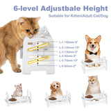 1 x RAW Customer Returns Cat feeding bowl, feeding station, cat bowl, raised with 15 incline, double cat feeding bowl, 6 in 1 height-adjustable cat bowls, dog bowl, food bowl and water bowl for cats and small dogs, set of 2 - RRP €23.99