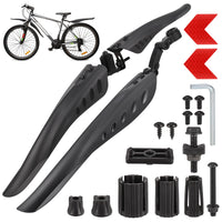 1 x RAW Customer Returns Hejo bicycle mudguard set, universal mudguards mountain bike with 2 red reflectors stickers, adjustable front rear mudguard protection for 24-29 inch MTB road bike - RRP €12.99