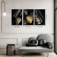 1 x RAW Customer Returns FajerminArt 3-part canvas pictures abstract black gold tree picture on canvas wall art modern wall pictures art print decoration for living room bedroom ready to hang 120 x 60 cm 40 x 60 x 3  - RRP €53.58