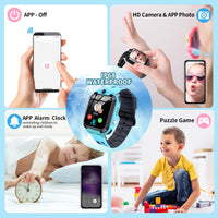 1 x RAW Customer Returns JUBUNRER Smartwatch Kids GPS Tracker Children GPS Watch Phone Watch Watches for Children Phone Watch Waterproof IP68 Alarm Clock HD Photo Puzzle Games GPS and Phone Kids Watch Girls Boys Children Gifts - RRP €53.44