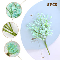 5 x Brand New 5 pieces gypsophila artificial flowers blue gypsophila bouquet, artificial gypsophila flowers like real, artificial gypsophila dried, artificial flowers for wedding bridal bouquet blue flowers - RRP €50.35