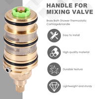 1 x RAW Customer Returns Roundsky brass shower thermostat cartridge and for mixing valve mixer shower rail mixer tap shower mixing valve cartridge - RRP €21.11