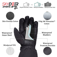 1 x RAW Customer Returns SKYDEER Waterproof Winter Gloves for Men and Women, Deerskin and Thin Insulation 150G 3M for Skiing Cold Weather Work SD8659T XL  - RRP €35.38