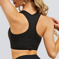 1 x Brand New HAWILAND Women s Sports Bra Padded Crossback Bustier without Underwire Spaghetti Straps Crossed Bra for Gym Workout Tennis Yoga 1 Black XS - RRP €27.6