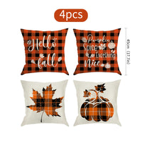 1 x Brand New Thanksgiving Pillowcases,4 Pieces Autumn Cushion Covers Autumn Pumpkin Leaves Cushion Covers Holiday Linen Cushion Covers Decorative Pillow for Sofa Couch Living Room - RRP €22.8