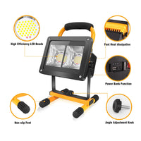 1 x RAW Customer Returns Coquimbo 40W Rechargeable Battery LED Spotlight, 2000LM Outdoor Battery LED Spotlight, 360 Rotatable Portable Work Light for Garden, Workshop, Garage, Camping, Construction Site - RRP €36.02