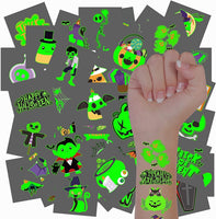 50 x Brand New Haooryx 24Pcs Halloween Glow in the Dark Temporary Tattoos Stickers for Kids Cartoon Zombie Ghost Vampire Trick or Treat Waterproof Body Stickers Children Birthday Gift Party Supplies - RRP €900.0