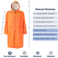 1 x RAW Customer Returns Anyoo Unisex Lightweight Raincoat Hooded Poncho Compact Reusable Waterproof Poncho with Sleeves for Backpacking Camping Outdoor, Orange, One Size - RRP €24.19