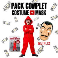 1 x RAW Customer Returns Entire Money Heist Costume Complete set series Money Heist Red combination with hood children 6-10 years 140 cm original Dali mask Burglar OriginalCup  - RRP €29.5