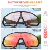 1 x RAW Customer Returns KAPVOE Photochromatic Self-tinting Cycling Glasses TR90 Frame for Men Women Clear Sports Sunglasses Sports Cycling MTB Cycling Glasses Sports Glasses Driving Fishing Running Red Black 02 - RRP €37.97