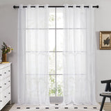 1 x RAW Customer Returns Deconovo set of 2 eyelet curtains, transparent voile curtains, 183 x 140 cm, white - RRP €17.24