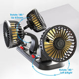 1 x RAW Customer Returns 12V Mini Electric Car Fan, Car Fan, 360 Rotation Vehicle Fan for SUV, Portable Car Fan with 2 Speeds, for SUV, Camper, Truck Three Heads  - RRP €25.78