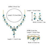 1 x RAW Customer Returns Clearine Women s Wedding Jewelry Set for Party Prom Leaf Cluster Flower Crystal Pendant Necklace Dangle Earrings and Bracelet Set for Topaz Blue Gold Tone - RRP €32.26