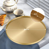 1 x RAW Customer Returns Yvttve Golden round metal tray with 3 anti-slip serving tray decorative plate and decorative tray candle tray 32 cm, gold  - RRP €24.99