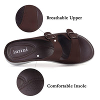 1 x Brand New Hsyooes Mules Women s Sandals Slippers Adjustable Strap Bath Slippers Non-Slip Beach Sandals Summer Open Slide Sandals Flat A-Brown CN39 EU38 - RRP €34.34