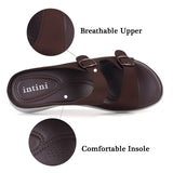 1 x Brand New Hsyooes Mules Women s Sandals Slippers Adjustable Strap Bath Slippers Non-Slip Beach Sandals Summer Open Slide Sandals Flat A-Brown CN39 EU38 - RRP €34.34