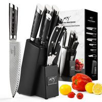 1 x RAW Customer Returns NANFANG BROTHERS Damask kitchen knife set 7 pieces, VG10 Japanese professional kitchen knife set Damask with beech knife block - RRP €181.5