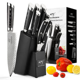 1 x RAW Customer Returns NANFANG BROTHERS Damask kitchen knife set 7 pieces, VG10 Japanese professional kitchen knife set Damask with beech knife block - RRP €181.5